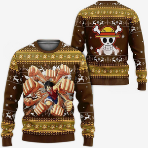 Luffy Gomu Gomu Ugly Sweater Xmas One Piece Anime Chrismast