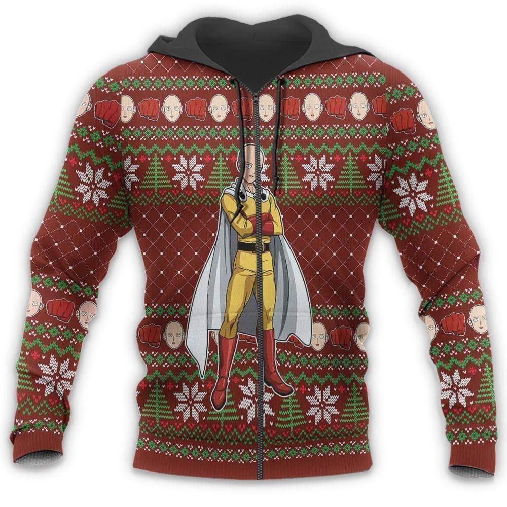 Saitama Ugly Christmas Sweater One Punch Man Anime Xmas Gift