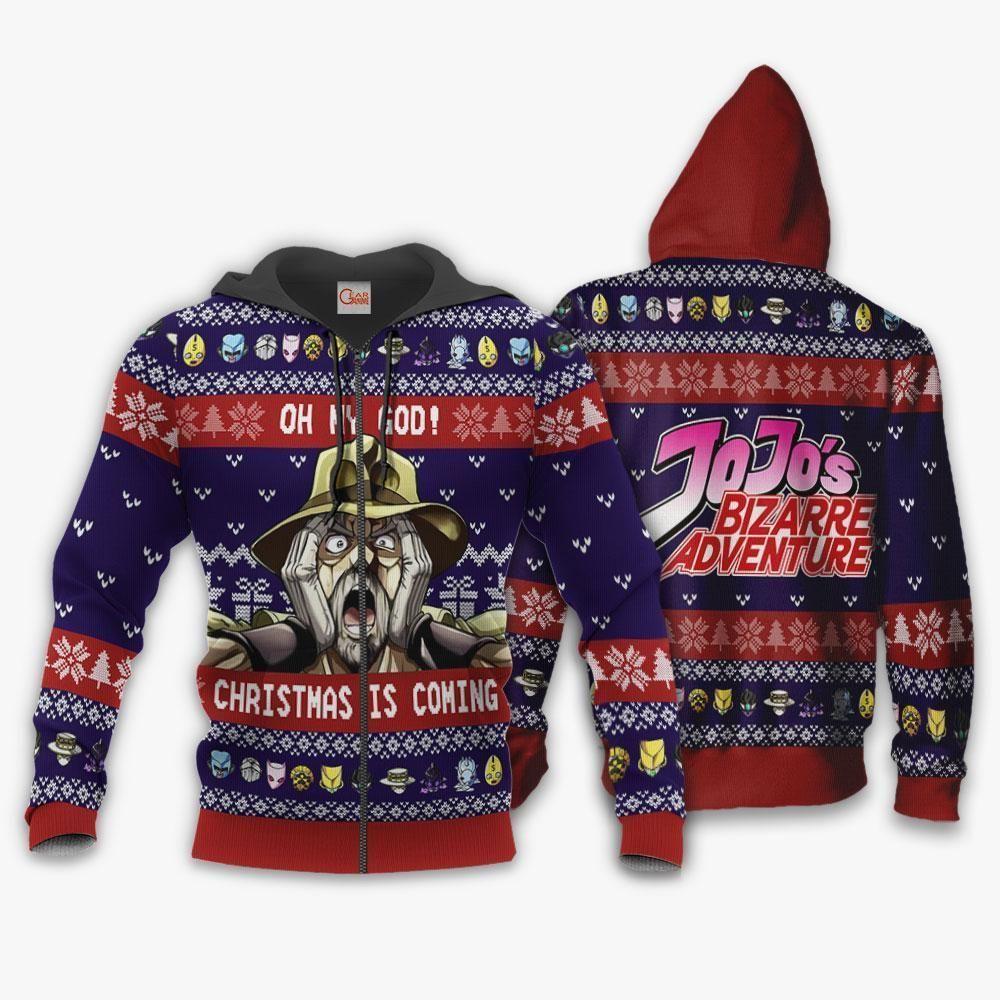 Joseph Joestar Ugly Christmas Sweater Oh My God JoJo's Anime