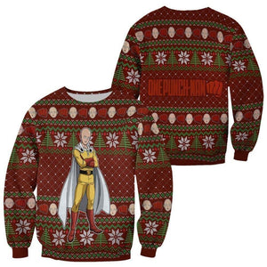 Saitama Ugly Christmas Sweater One Punch Man Anime Xmas Gift