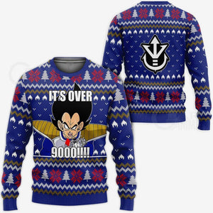 Vegeta Ugly Christmas Sweater It's Over 9000 Funny DBZ Xmas Gift