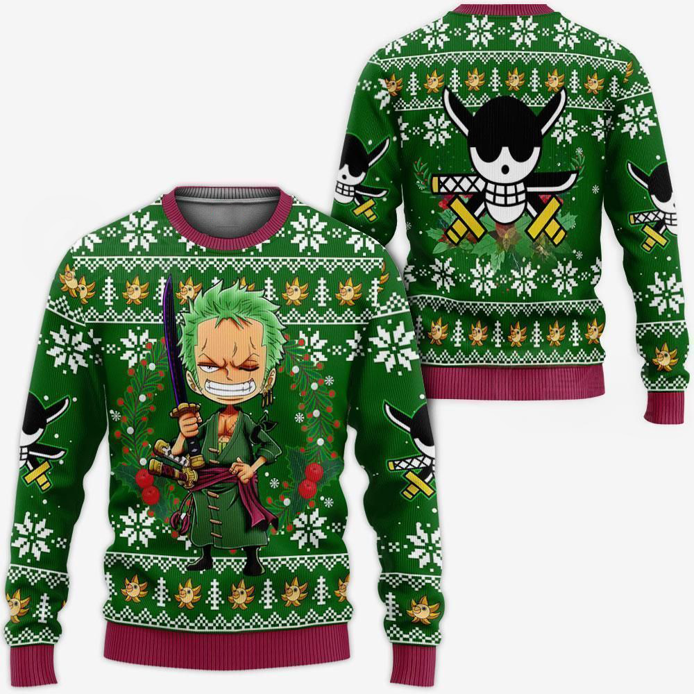 Happy Zoro Ugly Christmas Sweater One Piece Anime Xmas