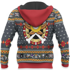 One Piece Ugly Christmas Sweater Straw Hat Priate Xmas Hoodie