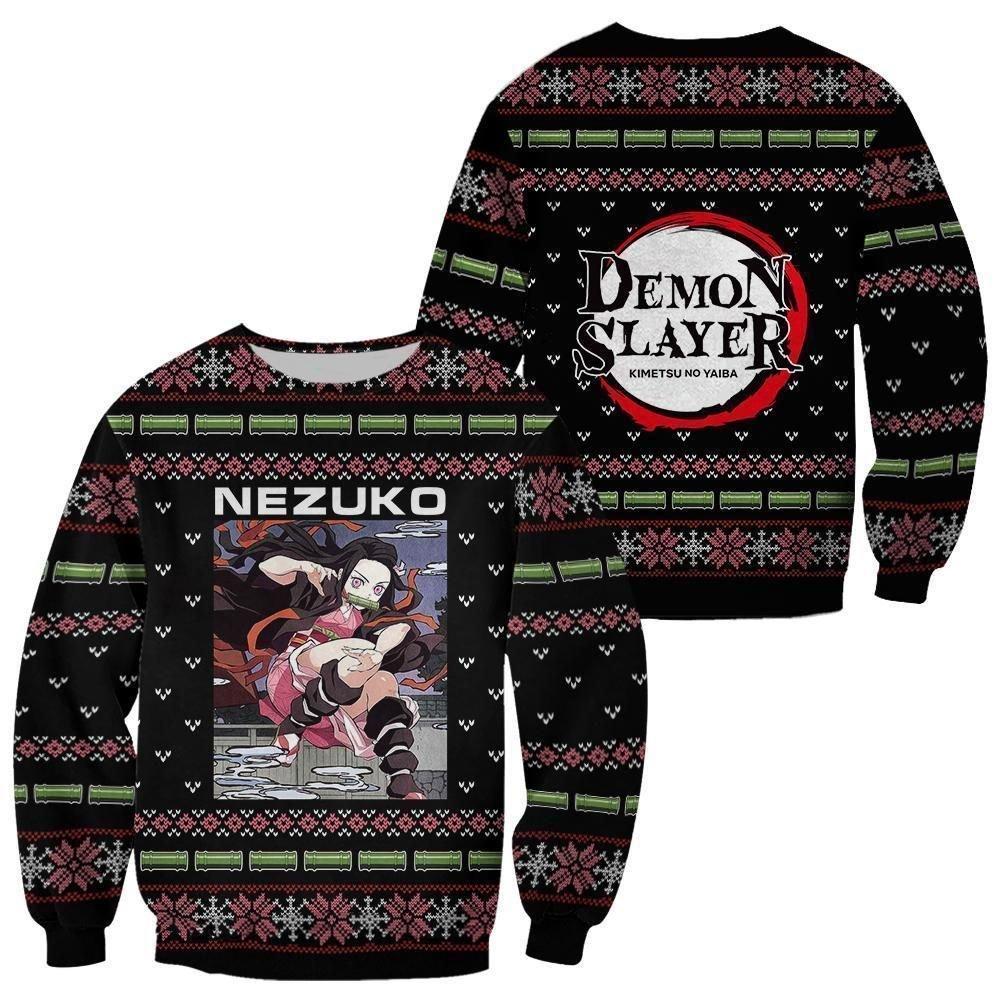 Nezuko Kamado Ugly Christmas Sweater Demon Slayer Anime Custom Clothes