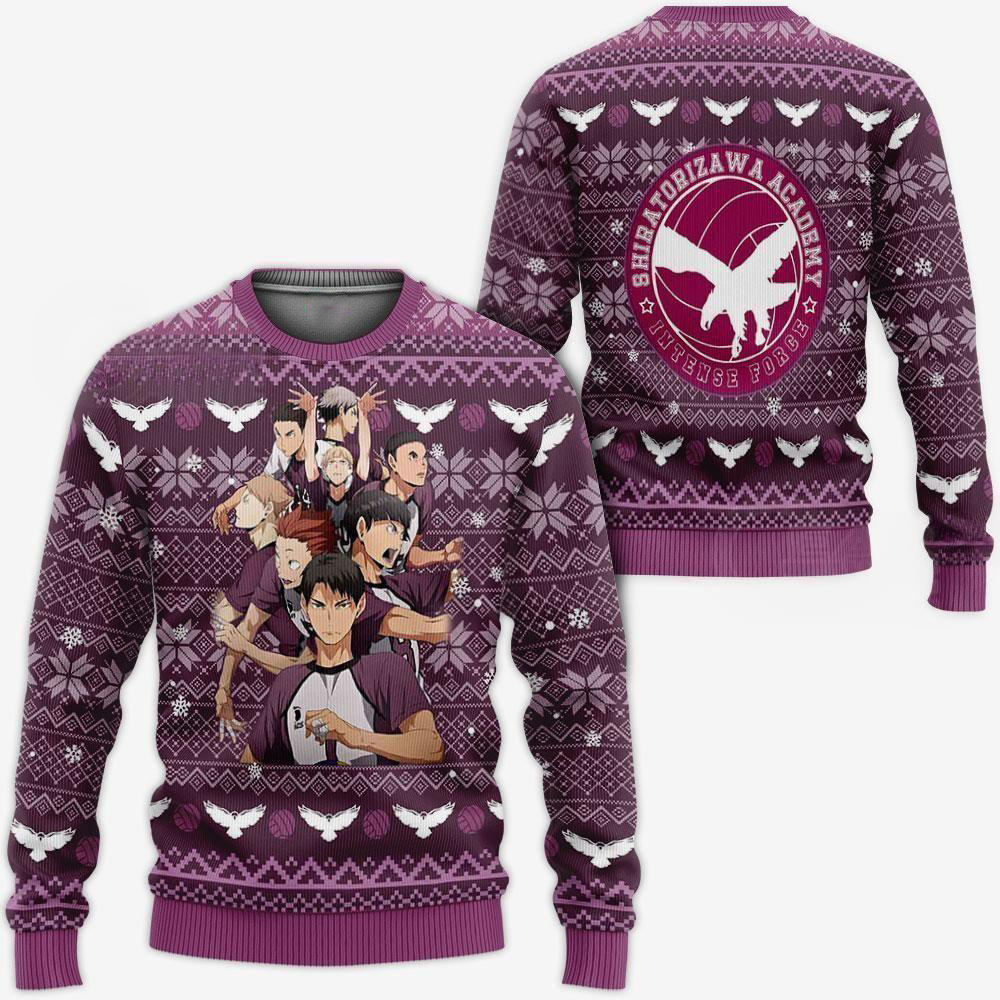 Shiratorizawa Academy Ugly Christmas Sweater Haikyuu Anime Xmas