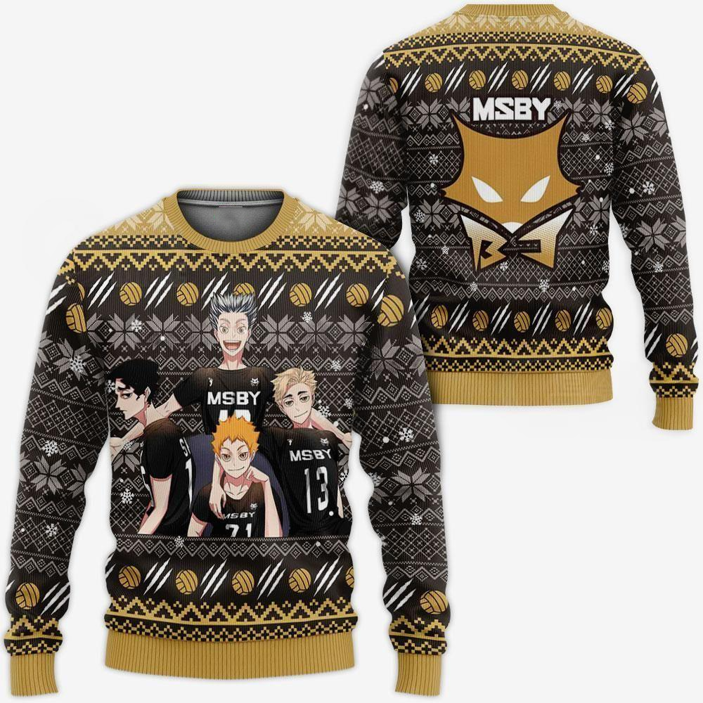 MSBY Black Jackals Ugly Christmas Sweater Haikyuu Anime Xmas Gift