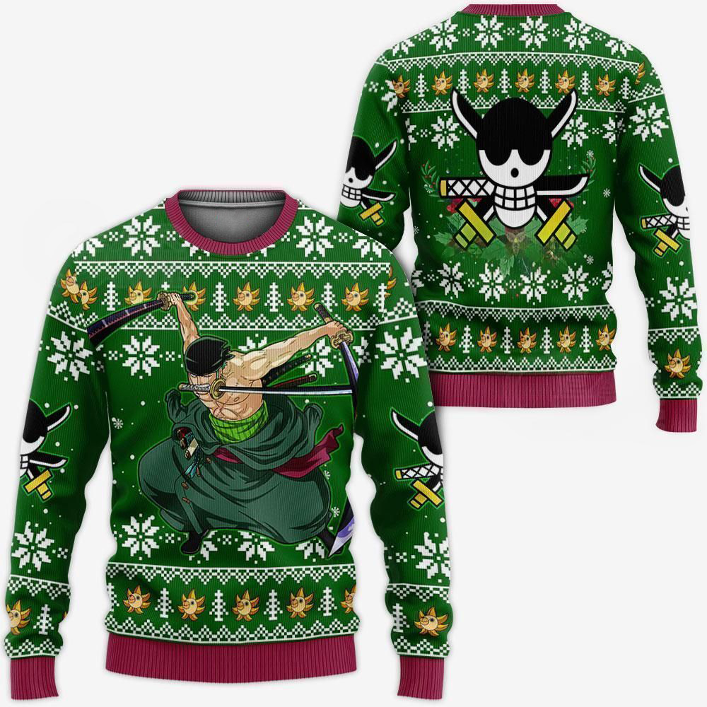 Zoro Ugly Christmas Sweater One Piece Anime Xmas