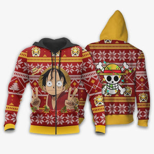 Funny Luffy Ugly Christmas Sweater Custom One Piece Anime Xmas Gifts