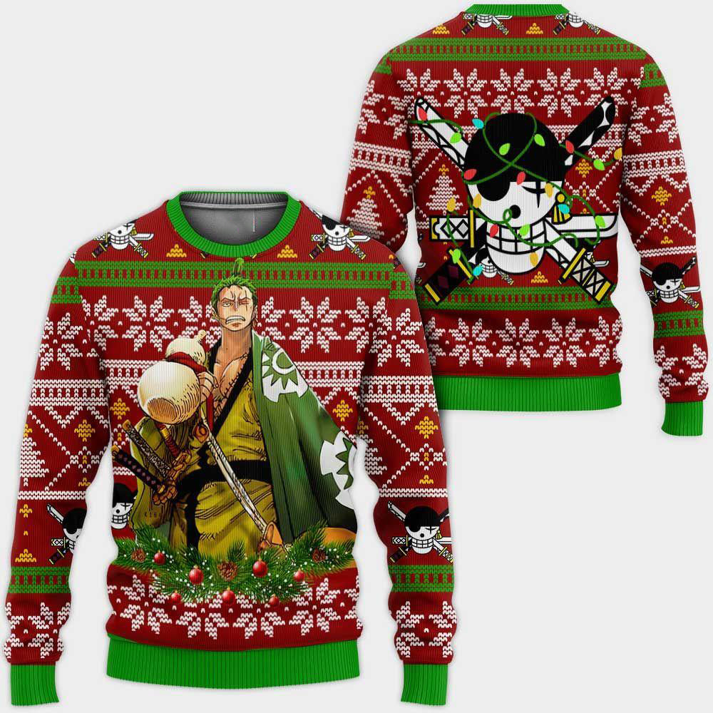 Zoro Ugly Christmas Sweater Custom Wano One Piece Anime Xmas Gifts