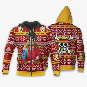 Luffy Ugly Christmas Sweater Custom Wano One Piece Anime Xmas Gifts