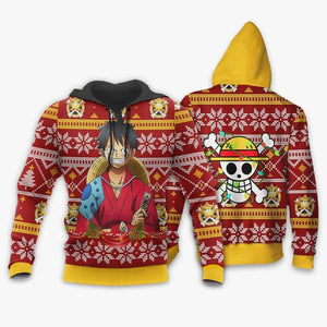 Luffy Ugly Christmas Sweater Custom Wano One Piece Anime Xmas Gifts