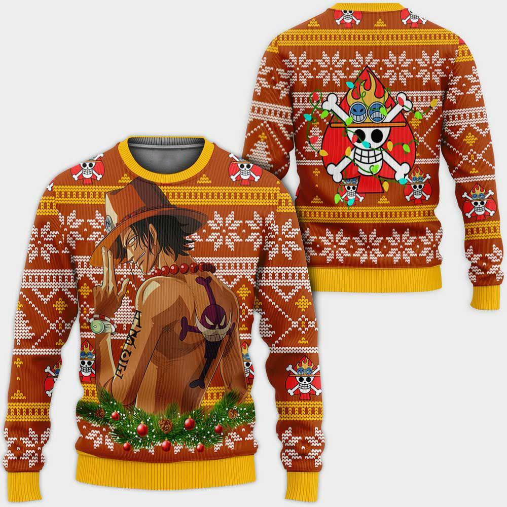 Portgas Ace Ugly Christmas Sweater Custom One Piece Anime Xmas Gifts