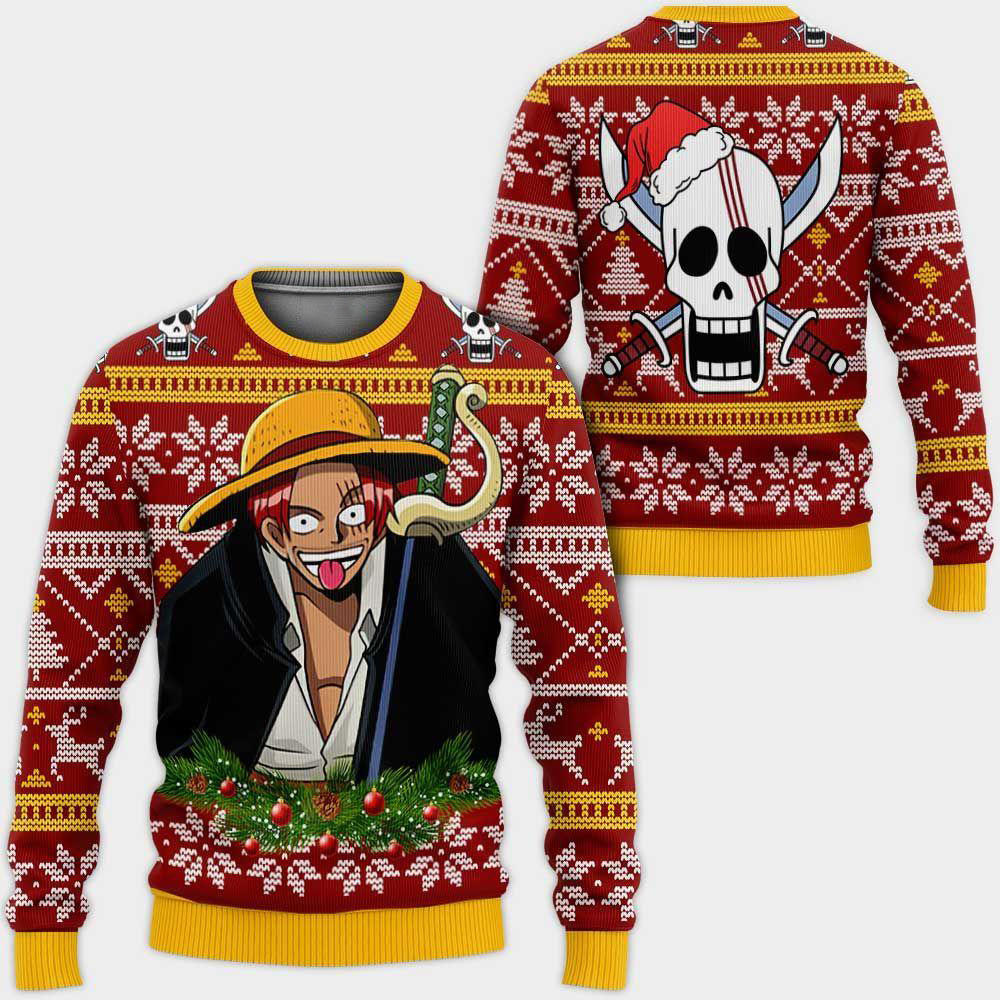 Red Hair Shanks Ugly Christmas Sweater Custom One Piece Anime Xmas Gifts