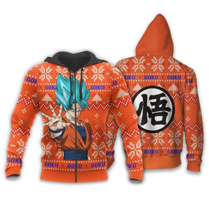 Goku Blue Ugly Christmas Sweater Custom Anime Dragon Ball Xmas Gifts