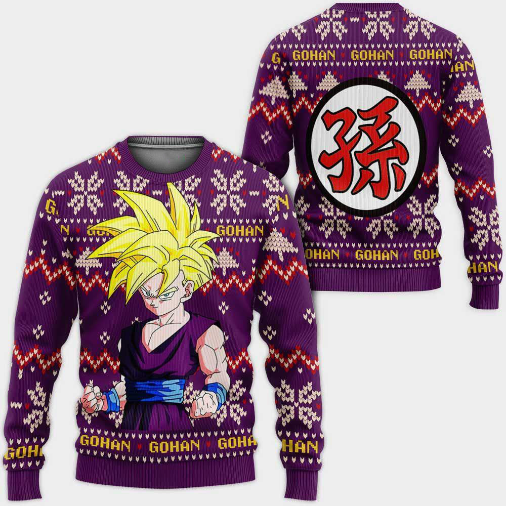 Gohan SJJ Ugly Christmas Sweater Custom Anime Dragon Ball Xmas Gifts