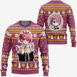 Re Zero Ram Ugly Christmas Sweater Custom Anime Xmas Gifts