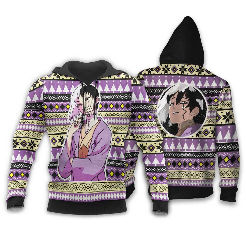 Gen Asagiri Ugly Christmas Sweater Custom Anime Dr Stone Xmas Gifts