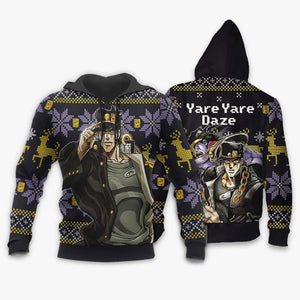 Jotaro Kujo Ugly Christmas Sweater Yare Yare Daze Custom JoJo's Anime Xmas Gifts