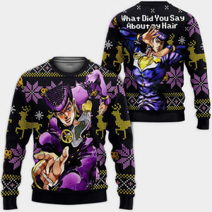 Josuke Higashikata Ugly Christmas Sweater Custom Anime Jojo's Bizzare Adventure Xmas Gifts