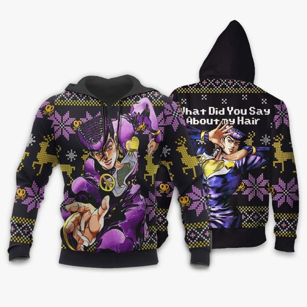 Josuke Higashikata Ugly Christmas Sweater Custom Anime Jojo's Bizzare Adventure Xmas Gifts