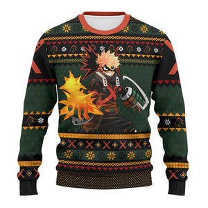 Bakugo Fire Xmas Unisex Wool Sweater