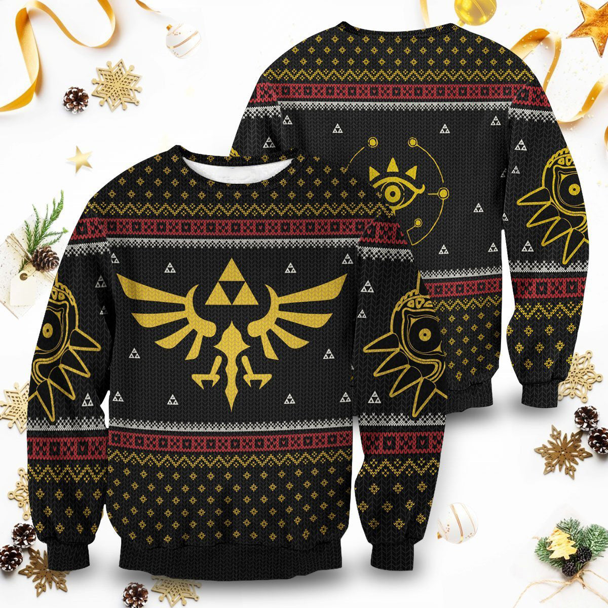 Legend of Zelda Triforce Christmas Unisex Wool Sweater