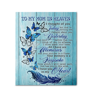 To My Mom In Heaven - Gift From Daughter Son - Matte Canvas, Print Wall Art