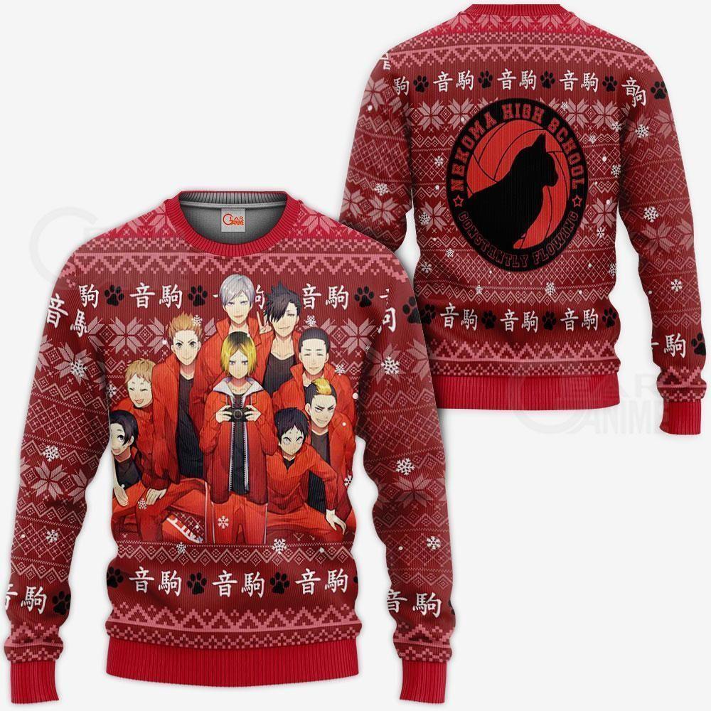 Nekoma High Ugly Christmas Sweater Haikyuu Anime Xmas Shirt