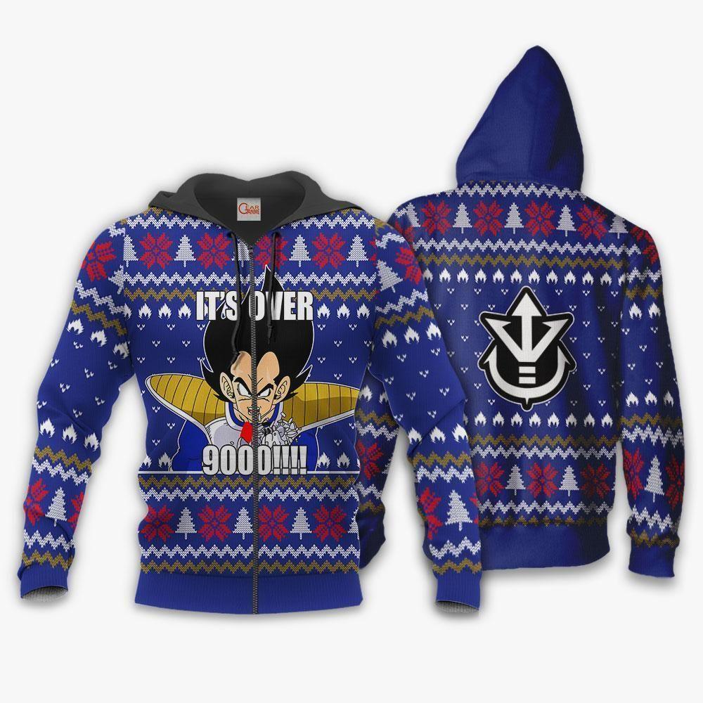 Vegeta Ugly Christmas Sweater It's Over 9000 Funny DBZ Xmas Gift