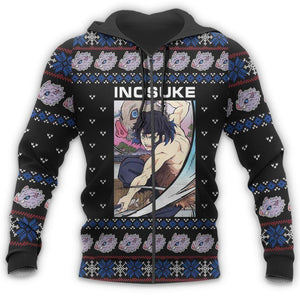 Inosuke Ugly Christmas Sweater Demon Slayer Anime Xmas Gift Custom Clothes