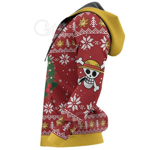 Luffy Ugly Christmas Sweater Funny Face One Piece Anime Xmas