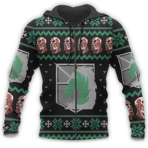 Attack On Titan Ugly Christmas Sweater Military Badged Police  Xmas Gift Custom Clothes