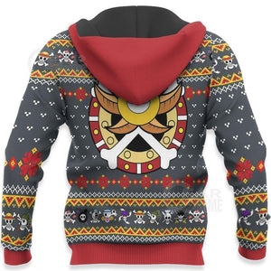 One Piece Ugly Christmas Sweater Straw Hat Priate Xmas Hoodie