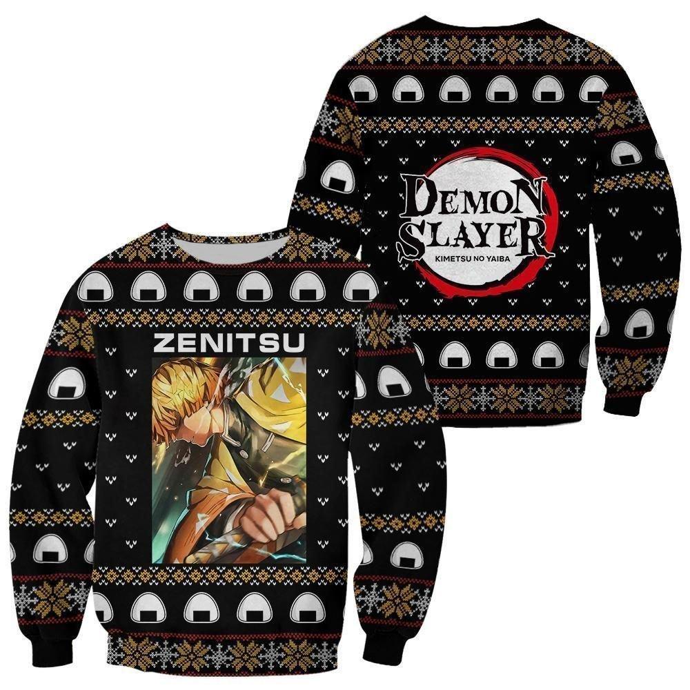Zenitsu Agatsuma Ugly Christmas Sweater Demon Slayer Anime Custom Xmas Clothes