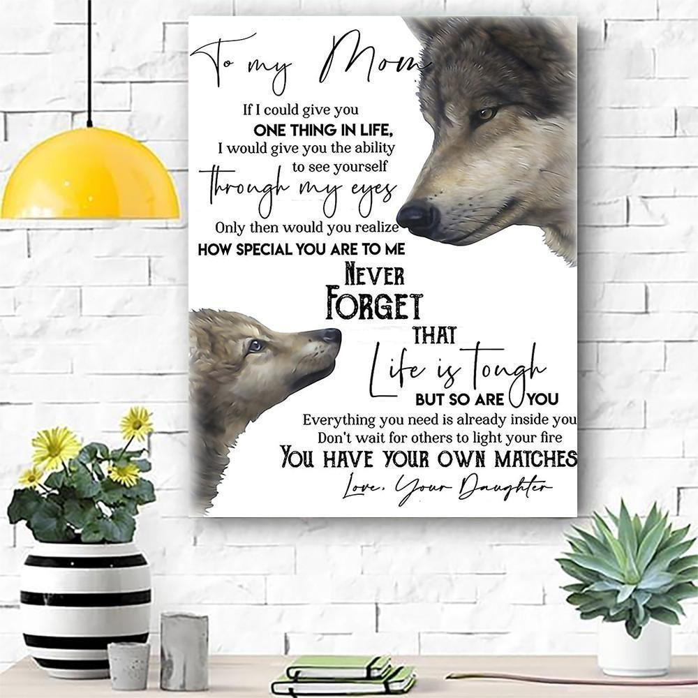 To My Mom Wolf Canvas Print Wall Art - Matte Canvas