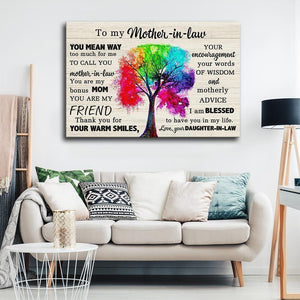 You Mean Way Too Much For Me Message Daughter In Law Gift To Mother In Law Mother's Day Gift Canvas