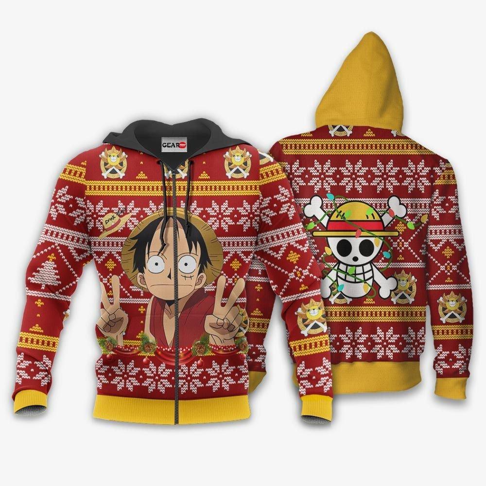 Funny Luffy Ugly Christmas Sweater Custom One Piece Anime Xmas Gifts