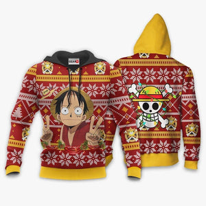 Funny Luffy Ugly Christmas Sweater Custom One Piece Anime Xmas Gifts