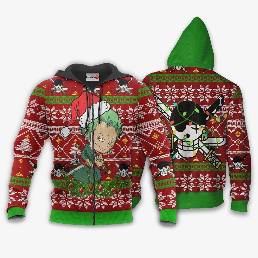 Zoro Ugly Christmas Sweater Custom One Piece Anime Xmas Gifts