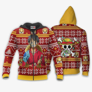 Luffy Ugly Christmas Sweater Custom Wano One Piece Anime Xmas Gifts