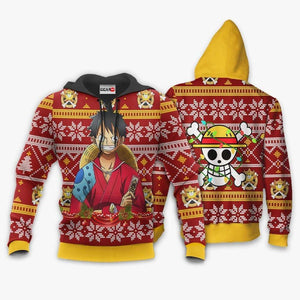 Luffy Ugly Christmas Sweater Custom Wano One Piece Anime Xmas Gifts