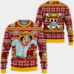 Reindeer Luffy Ugly Christmas Sweater Custom One Piece Anime Xmas Gifts