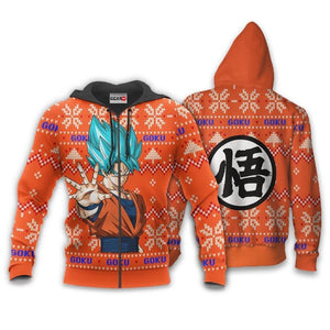 Goku Blue Ugly Christmas Sweater Custom Anime Dragon Ball Xmas Gifts