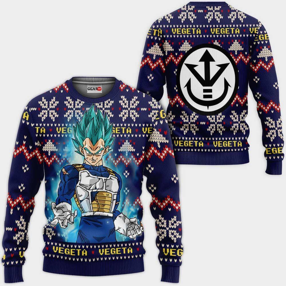 Vegeta Blue Christmas Sweater Custom Anime Dragon Ball Xmas Gifts