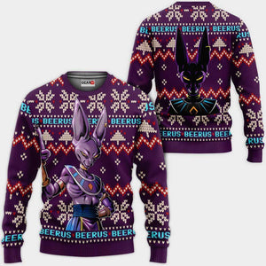 Beerus Ugly Christmas Sweater Custom Anime Dragon Ball Xmas Gifts