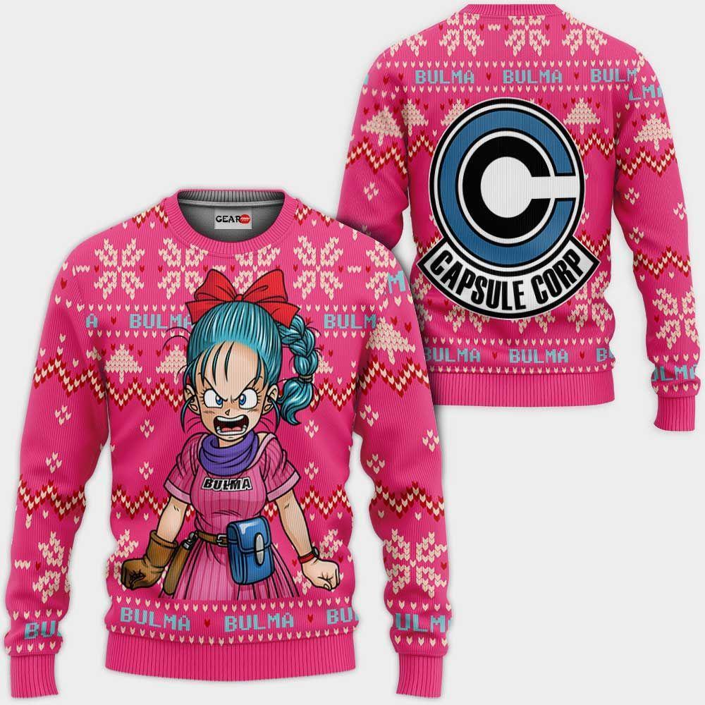 Bulma Ugly Christmas Sweater Custom Anime Dragon Ball Xmas Gifts