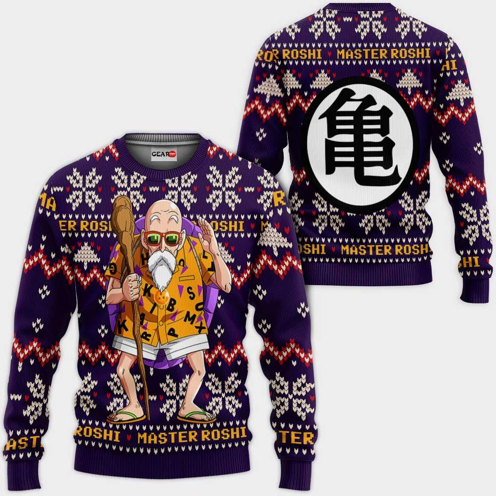 Master Roshi Ugly Christmas Sweater Custom Anime Dragon Ball Xmas Gifts