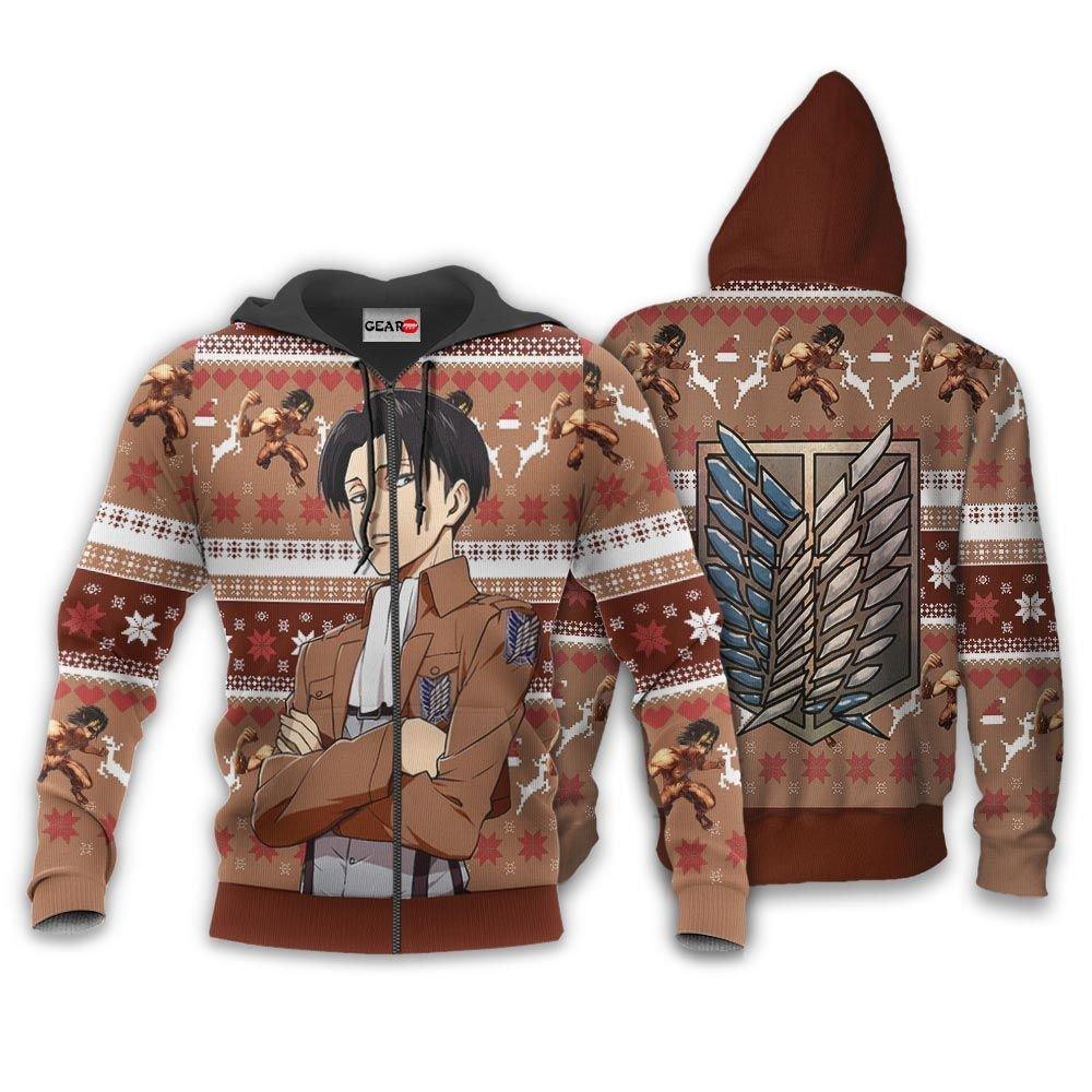 Levi Ackerman Ugly Christmas Sweater Custom Anime Attack On Titan Xmas Gifts