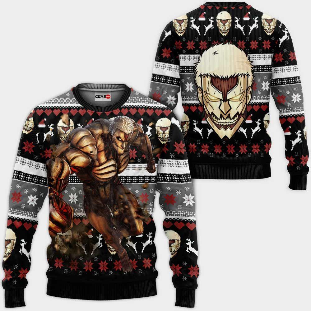 Armored Titan Ugly Christmas Sweater Custom Anime Attack On Titan Xmas Gifts