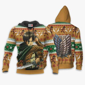 Eren Yeager Ugly Christmas Sweater Custom Anime Attack On Titan Xmas Gifts